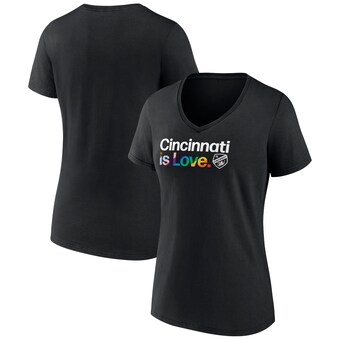 FC Cincinnati Women's Team City Pride Logo - V-Neck T-Shirt - Black