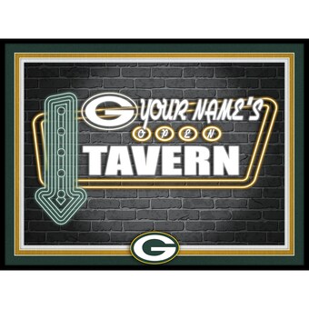 Green Bay Packers Black 12'' x 16'' Personalized Framed Neon Tavern Print