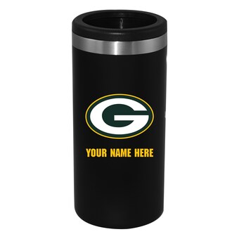 Green Bay Packers Black 12oz. Personalized Slim Can Holder