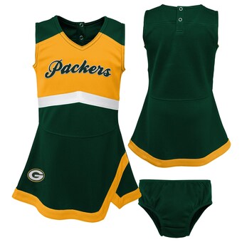 Girls Toddler Green Bay Packers Green Cheer Captain Dress with Bloomers