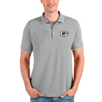 Men's Green Bay Packers Antigua Heathered Gray Affluent Polo
