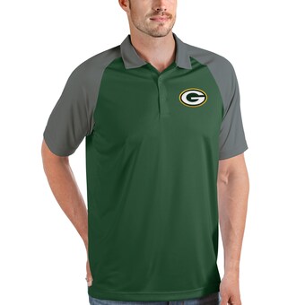 Men's Green Bay Packers Antigua Hunter Green/Steel Nova Polo