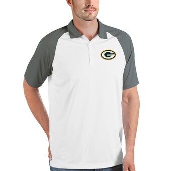 Men's Green Bay Packers Antigua White/Steel Nova Polo