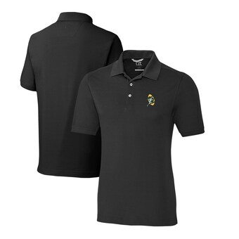 Men's Green Bay Packers Cutter & Buck Black Advantage Tri-Blend Pique Big & Tall Throwback Polo