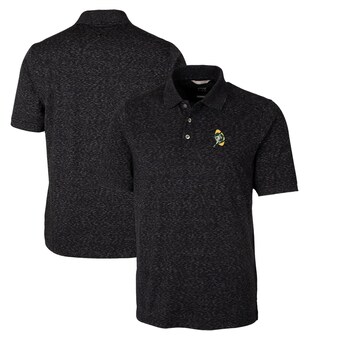 Men's Green Bay Packers Cutter & Buck Black Advantage Tri-Blend Space Dye Big & Tall Throwback Polo