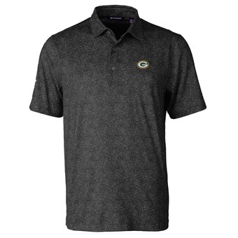 Men's Green Bay Packers Cutter & Buck Black Pike Constellation Print Stretch Polo