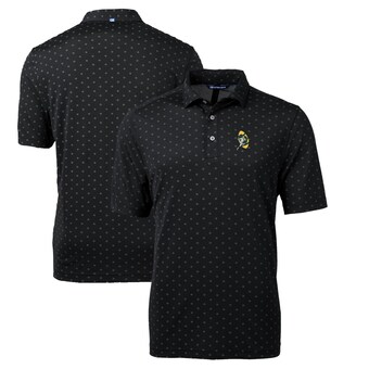 Men's Green Bay Packers Cutter & Buck Black Throwback Logo Virtue Eco Pique Tile Recycled Big & Tall Polo