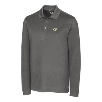 Men's Green Bay Packers Cutter & Buck Gray Big & Tall Advantage Long Sleeve Polo