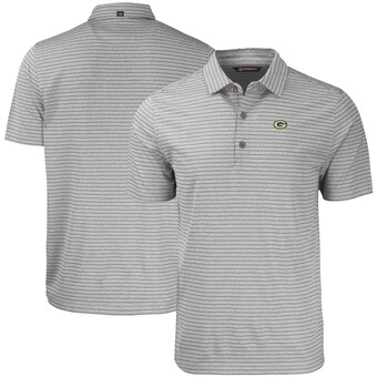 Men's Green Bay Packers Cutter & Buck Gray  Forge Eco Heathered Stripe Stretch Recycled Polo