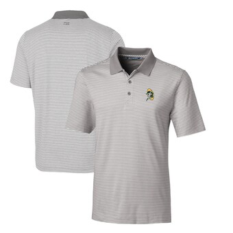 Men's Green Bay Packers Cutter & Buck Gray Throwback Logo Big & Tall Forge Tonal Stripe Stretch Polo