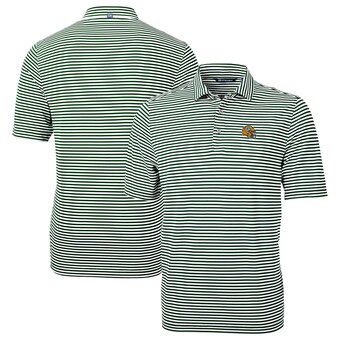 Men's Green Bay Packers  Cutter & Buck Green Helmet Virtue Eco Pique Stripe Recycled Polo