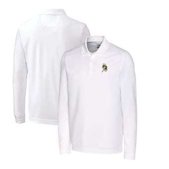 Men's Green Bay Packers Cutter & Buck White Advantage Tri-Blend Pique Big & Tall Long Sleeve Throwback Polo