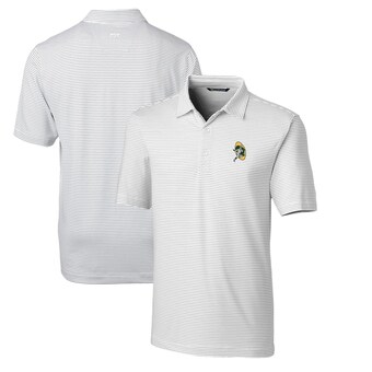 Men's Green Bay Packers Cutter & Buck White Throwback Logo Big & Tall Forge Pencil Stripe Stretch Polo