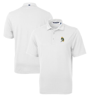 Men's Green Bay Packers Cutter & Buck White Throwback Logo Virtue Eco Pique Recycled Big & Tall Polo