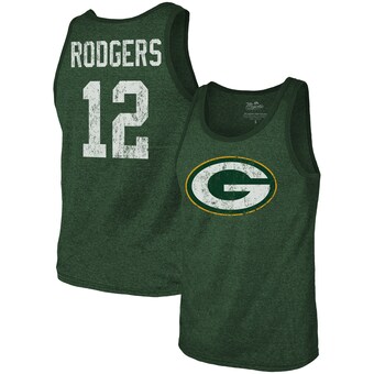 Men's Green Bay Packers Aaron Rodgers Fanatics Green Name & Number Tri-Blend Tank Top