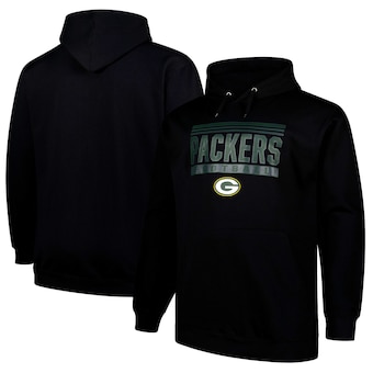 Men's Green Bay Packers Fanatics Black Big & Tall Pop Pullover Hoodie