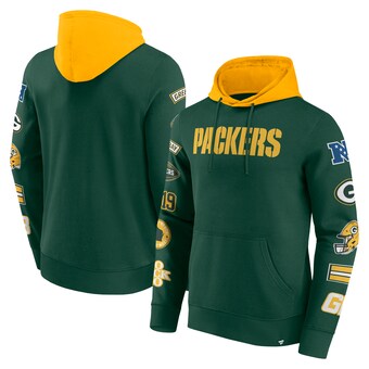 Men's Green Bay Packers  Fanatics Green/Gold Patched Out Pullover Hoodie