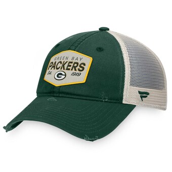Men's Green Bay Packers Fanatics Green/Natural Heritage Patch Trucker Adjustable Hat