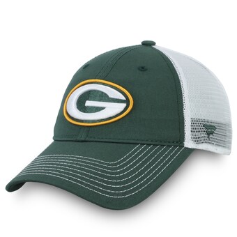 Men's Green Bay Packers Fanatics Green/White Fundamental Trucker Unstructured Adjustable Hat