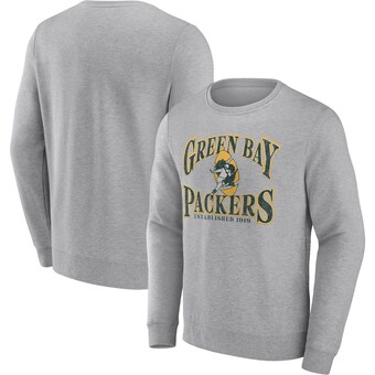 Men's Green Bay Packers Fanatics Heathered Charcoal Playability Pullover Sweatshirt