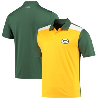 Men's Green Bay Packers MSX by Michael Strahan Gold/Green Challenge Color Block Performance Polo