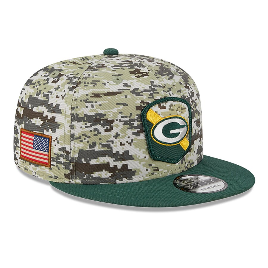 Men's Green Bay Packers  New Era Camo/Green 2023 Salute To Service 9FIFTY Snapback Hat