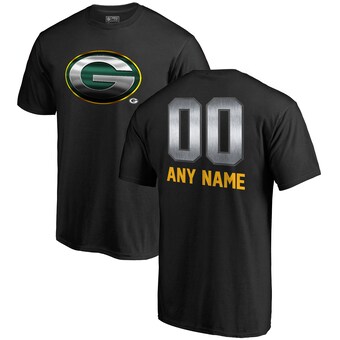 Men's Green Bay Packers NFL Pro Line by Fanatics Black Personalized Midnight Mascot T-Shirt