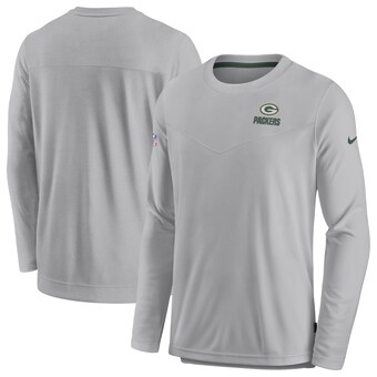 Men's Green Bay Packers Nike Gray Sideline Lockup Performance Pullover Sweatshirt