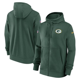 Men's Green Bay Packers Nike Green Sideline Club Performance Full-Zip Hoodie