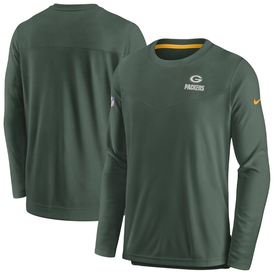 Men's Green Bay Packers Nike Green Sideline Lockup Performance Pullover Sweatshirt