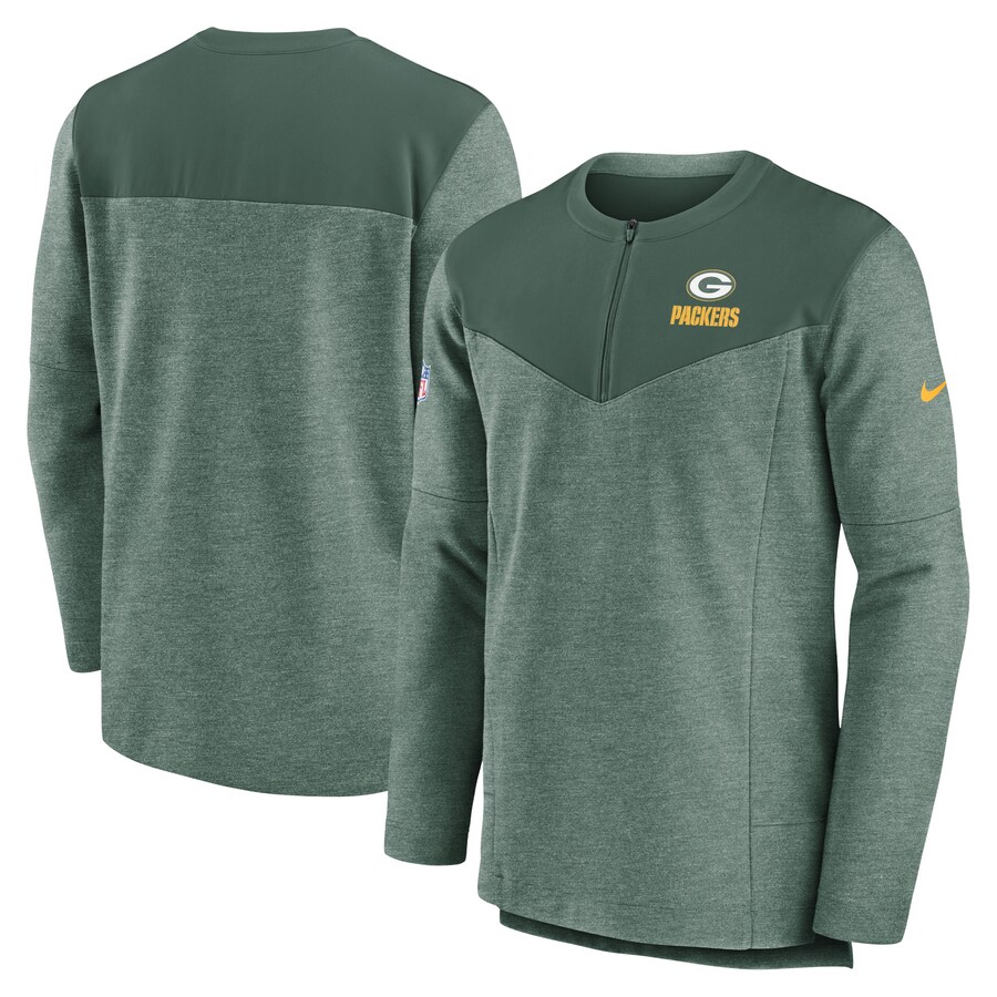 Men's Green Bay Packers Nike Green Sideline Lockup Performance Quarter-Zip Top