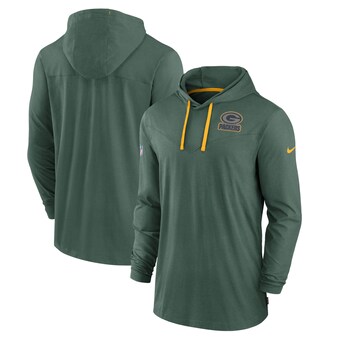 Men's Green Bay Packers Nike Green Sideline Pop Performance Pullover Long Sleeve Hoodie T-Shirt
