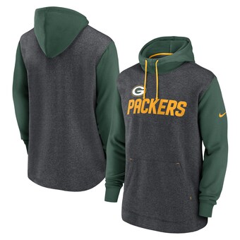 Men's Green Bay Packers Nike Heathered Charcoal/Green Surrey Legacy Pullover Hoodie