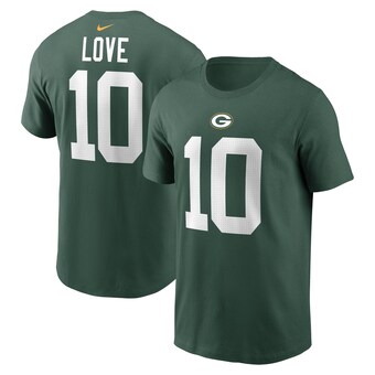 Men's Green Bay Packers Jordan Love Nike Green Player Name & Number T-Shirt