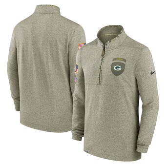 Men's Green Bay Packers Nike Olive Salute to Service Quarter-Zip Top