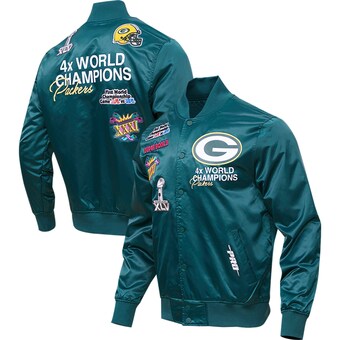 Men's Green Bay Packers Pro Standard Green Championship Satin Full-Snap Varsity Jacket
