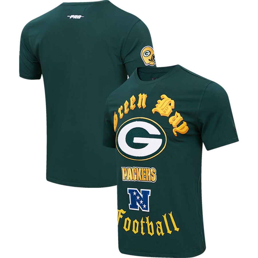 Men's Green Bay Packers Post Green Old English T-Shirt