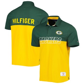 Men's Green Bay Packers Tommy Hilfiger Gold/Green Color Block Polo