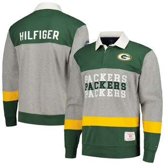 Men's Green Bay Packers Tommy Hilfiger Green Connor Oversized Rugby Long Sleeve Polo