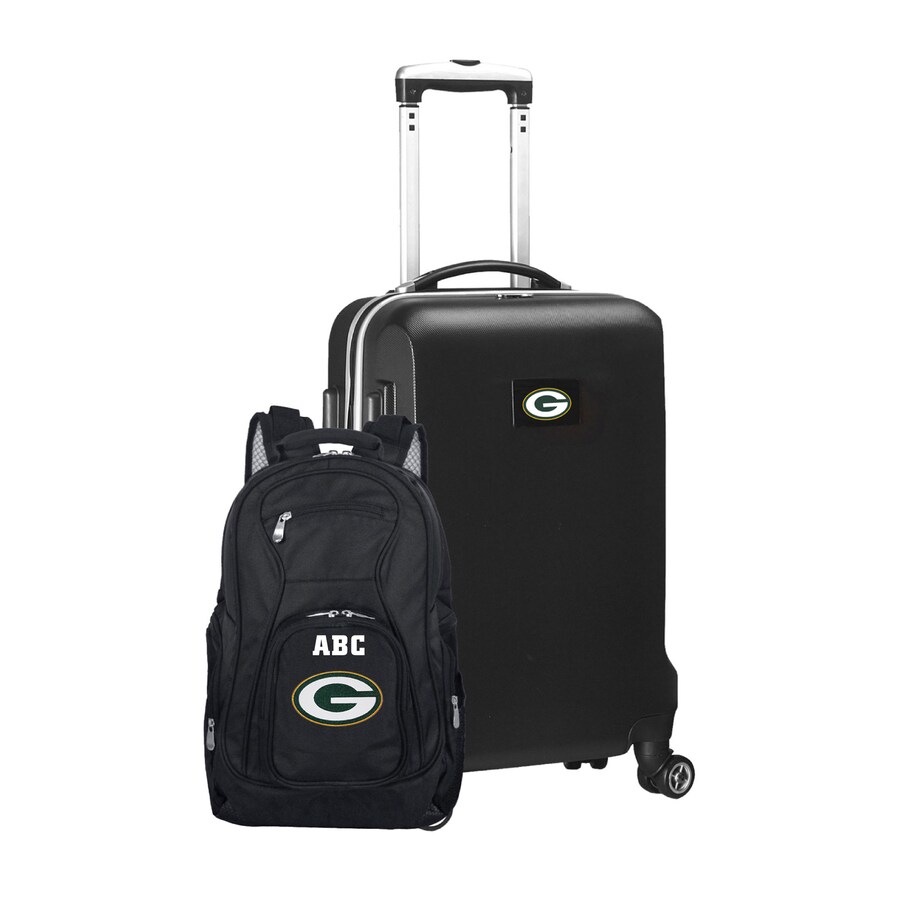 Green Bay Packers MOJO Black Personalized Deluxe 2-Piece Backpack & Carry-On Set