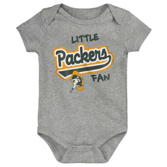 Newborn & Infant Green Bay Packers Heather Gray Retro Little Baller Bodysuit