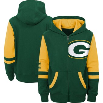 Preschool Green Bay Packers Green Stadium Color Block Full-Zip Hoodie