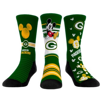 Unisex Green Bay Packers Disney Rock Em Socks Three-Pack Crew Socks Set