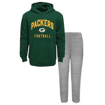 Toddler Green Bay Packers Green/Heather Gray Play by Play Pullover Hoodie & Pants Set