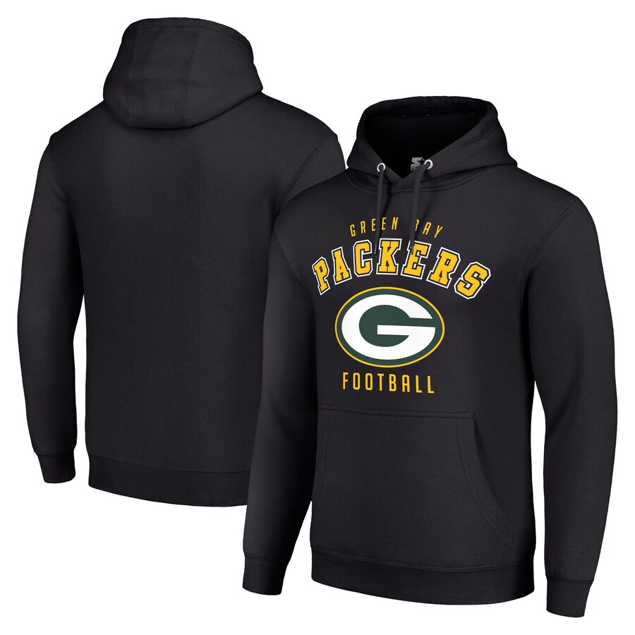 Unisex Green Bay Packers Starter Black Logo Pullover Hoodie