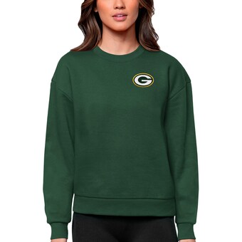 Women's Green Bay Packers Antigua Green Victory Crewneck Pullover Sweatshirt