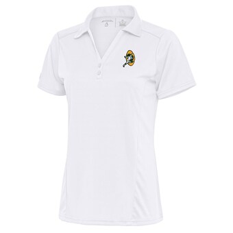 Women's Green Bay Packers Antigua White Throwback Logo Tribute Polo