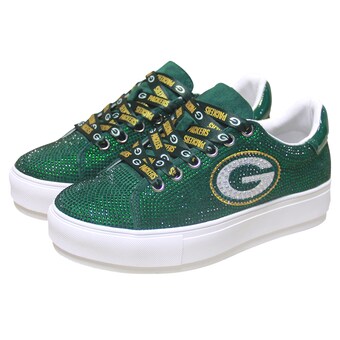 Women's Green Bay Packers Cuce Green Team Color Crystal Sneakers