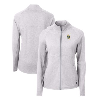 Women's Green Bay Packers Cutter & Buck Heather Gray Adapt Eco Knit Recycled Full-Zip Jacket