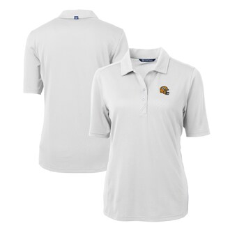 Women's Green Bay Packers  Cutter & Buck White Helmet Logo DryTec Virtue Eco Pique Recycled Polo